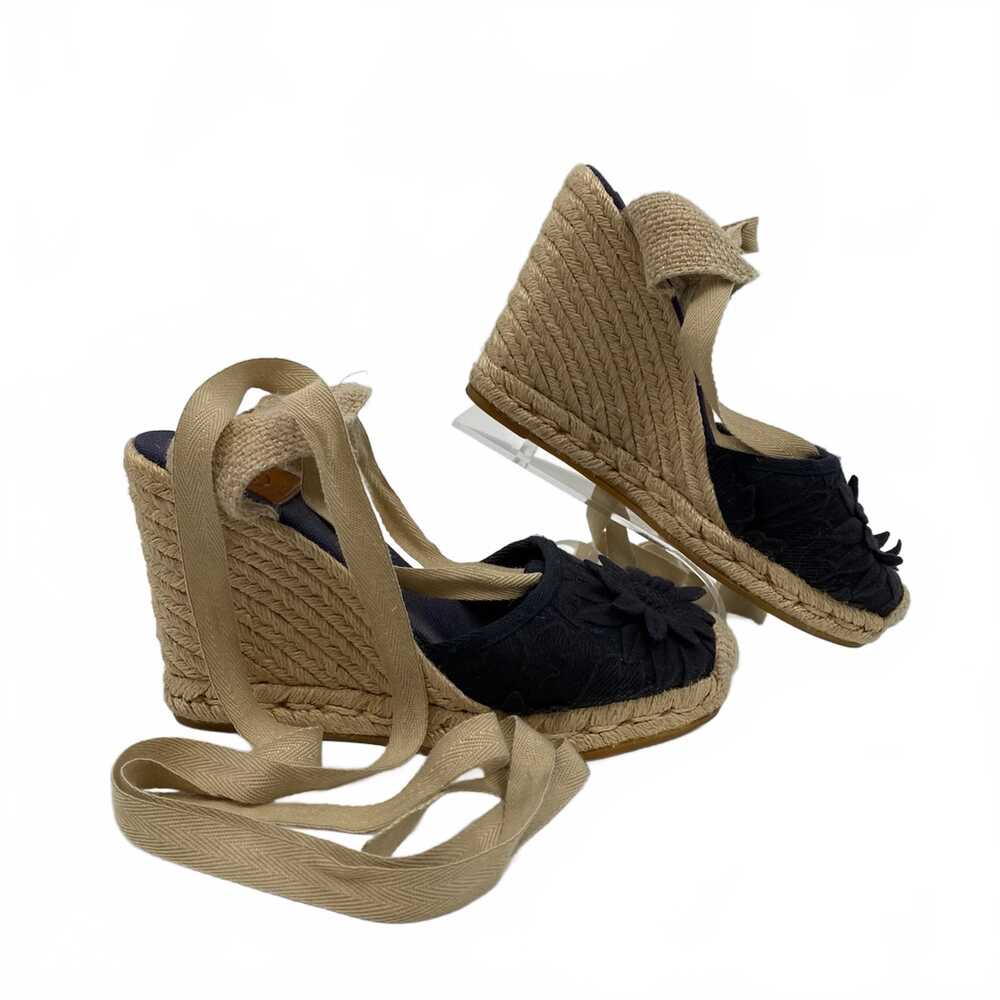 Tory Burch Blue Beige Espadrilles Floral Slingback | Womens 8.5
